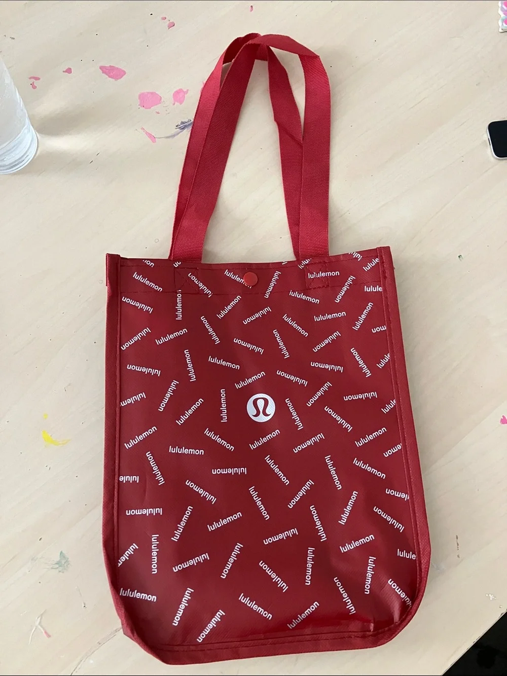 lululemon athletica Red Logo Repeating-Print Tote